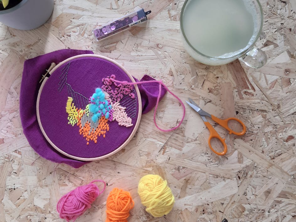 Abstract embroidery in progress