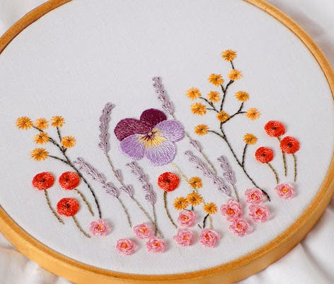 Floral Punch Needle Arch Pillow