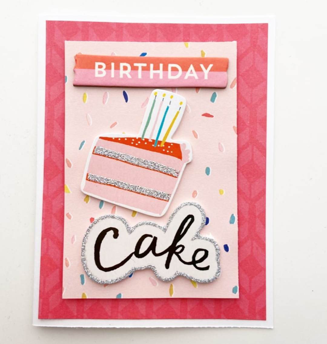 Handmade Birthday Card | Embroidered Birthday Cake