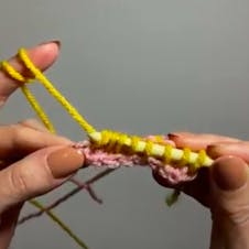 Working each stitch in new colour