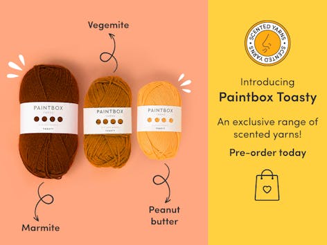 Introducing Paintbox Yarns Toasty: Scent-sational Peanut Butter, Marmite & Vegemite yarns