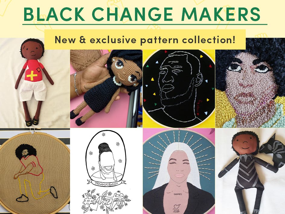 Black Change Makers collection: Punch needle Angela Davis, embroider Stormzy & crochet Oprah Winfrey