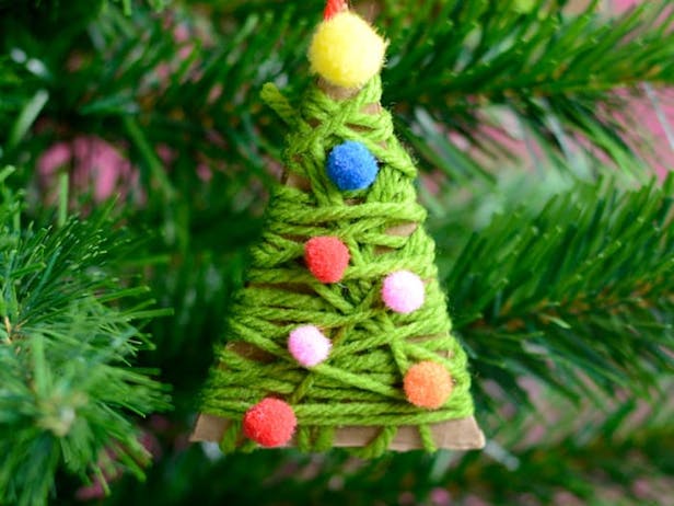 Yarn wrapped Christmas kids ornaments