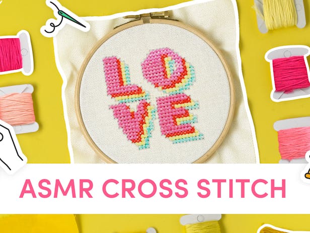 2 hours of cross stitch ASMR & music to craft to
