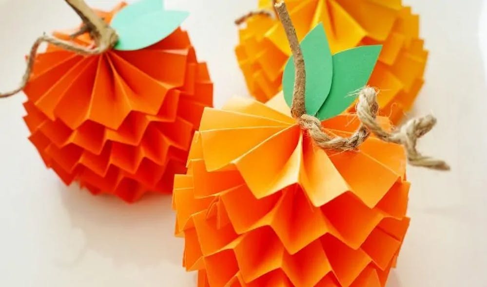 Paper pumpkin easy kids autumn crafts