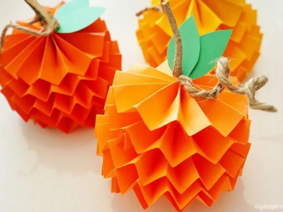 Paper pumpkin easy kids autumn crafts