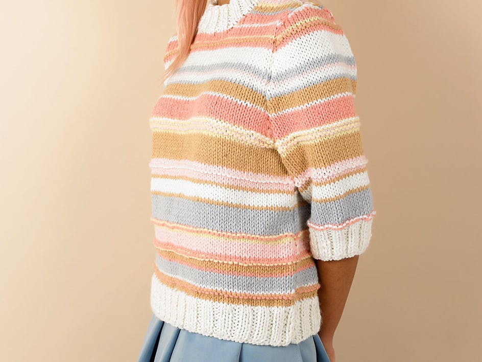 sugar striped sweater free knitting pattern by paintbox yarns