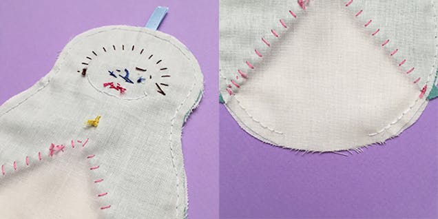 sewing fabric with backstitch