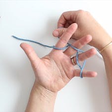 wrap yarn around fingers backwards for row two
