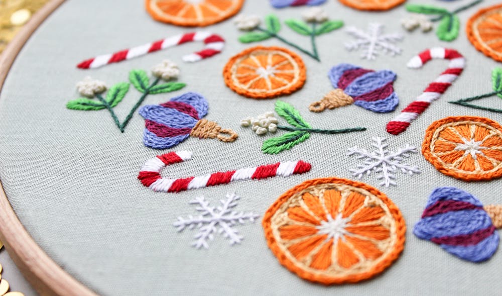 Stitch the sweetest citrus embroidery for Christmas!