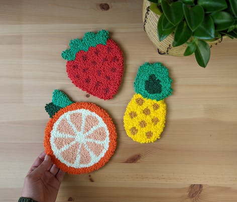 Punch Needle Coasters Kit Set Craft Kit for Adults Punch Embroidery Mug Rug  Kit Full Kit Tufted Coasters Valentines Day Gift 
