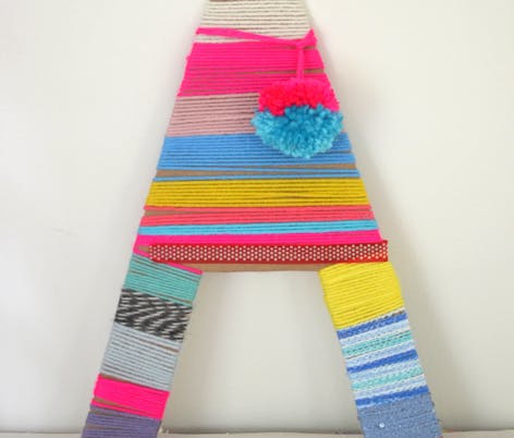 yarn wrapped cardboard letters