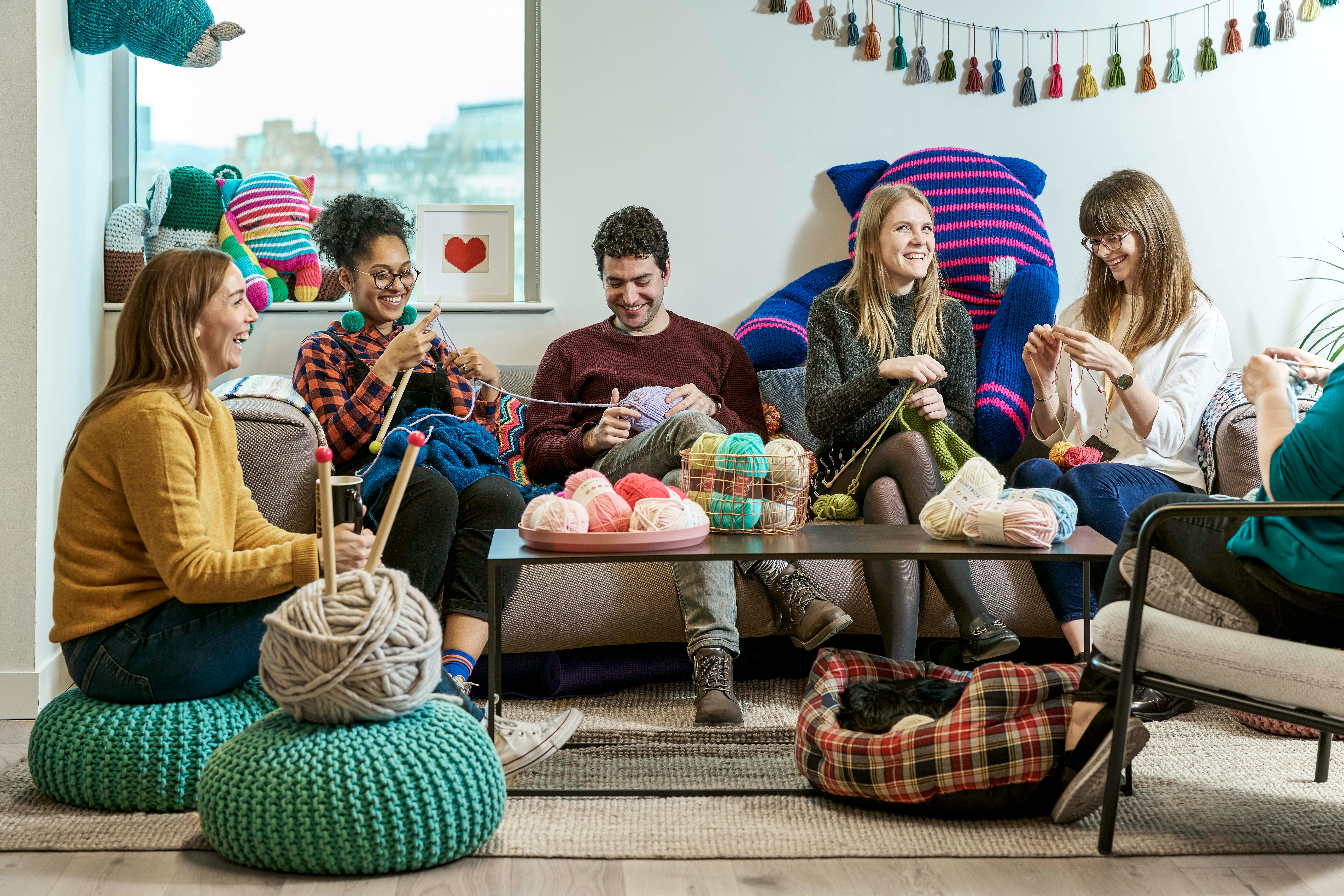 Group Of People Knitting