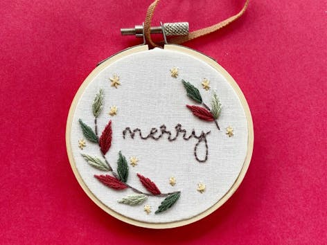 Make a very merry mini festive embroidery ornament
