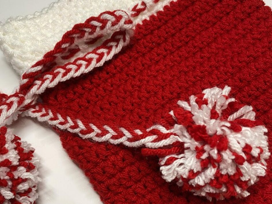 Crochet Christmas Stocking pompoms