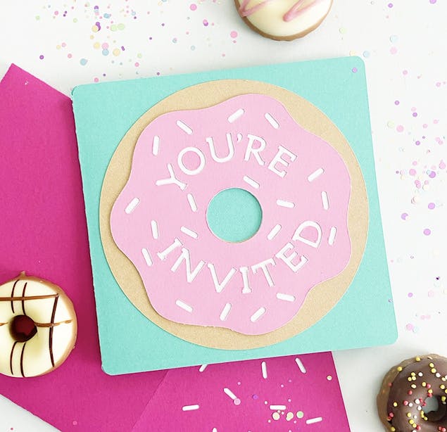 cricut donut birthday invitation 