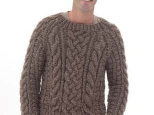 vintage mens aran sweater knitting pattern pdf mans cable jumper crew neck 38-42 inch DK light worsted 8ply PDF Instant Download