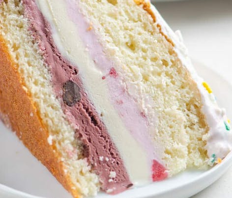 Ice cream birthday cake slice