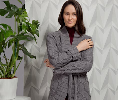 Katrine Coat MillaMia Abstract Cables knitting pattern