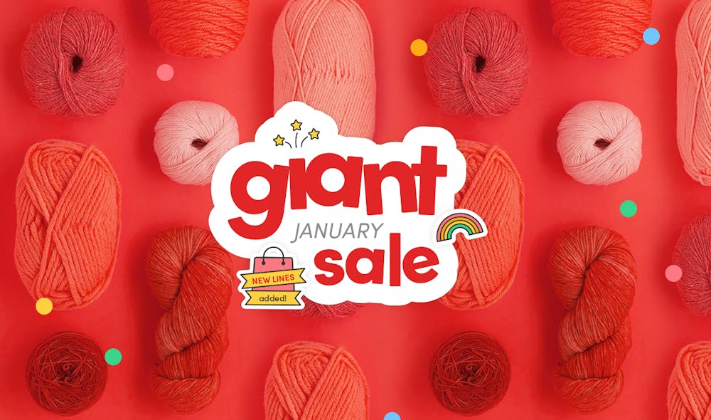 Up to 50% off yarn, kits and fabric!