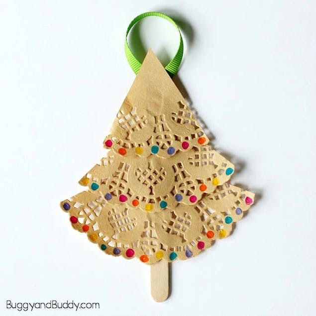 Popsicle Stick and Jingle Bell Christmas Tree Ornament - Buggy and Buddy
