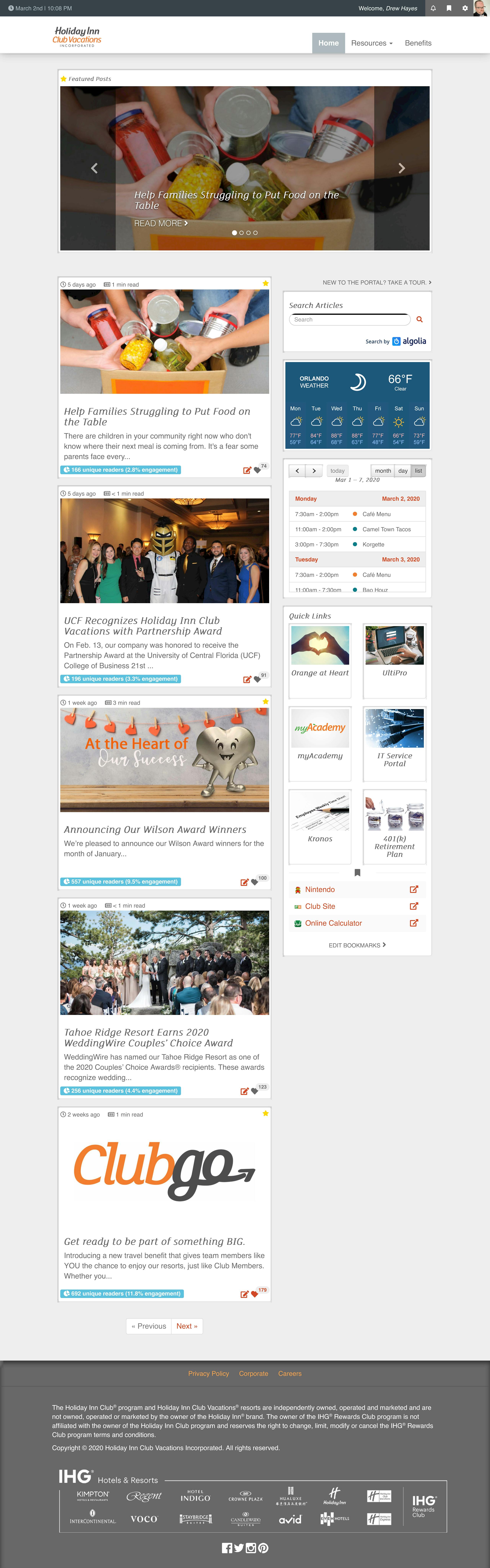 Homepage of the HCV Intranet Portal