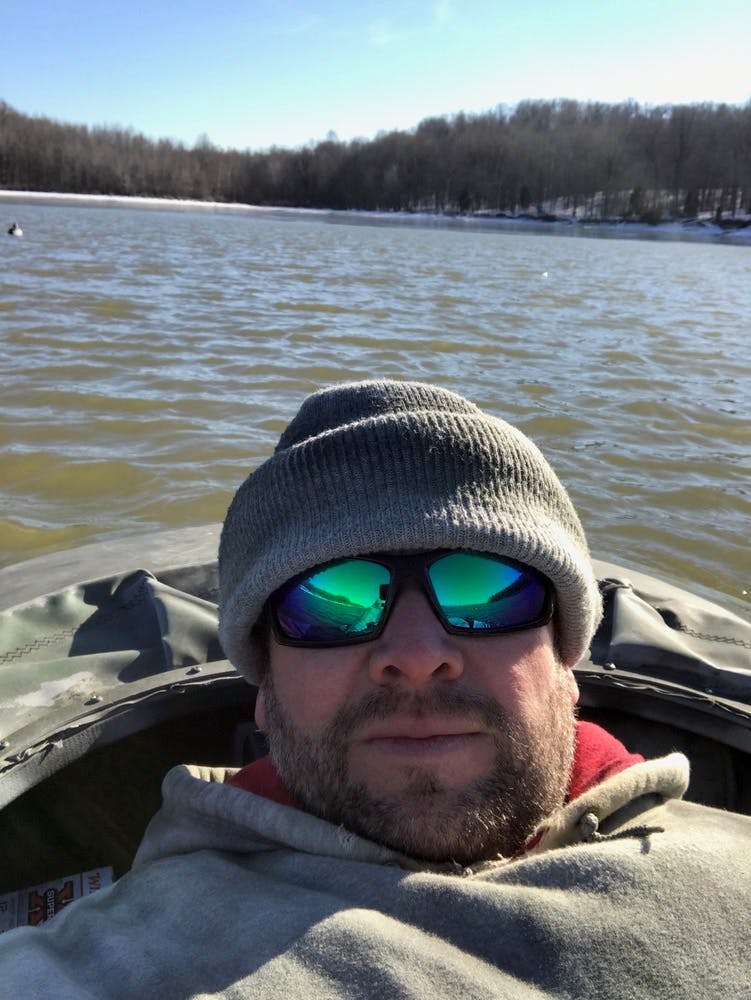 Laying out on a Erie style duck blind on Kentucky Lake