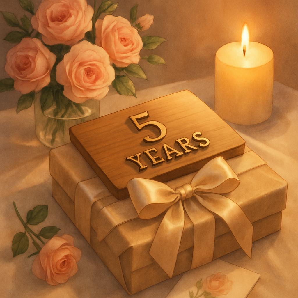 Beautiful illustration for five year anniversary gift