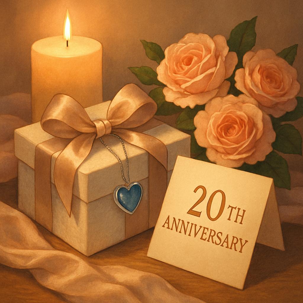 Beautiful illustration for 20th anniversary gifts