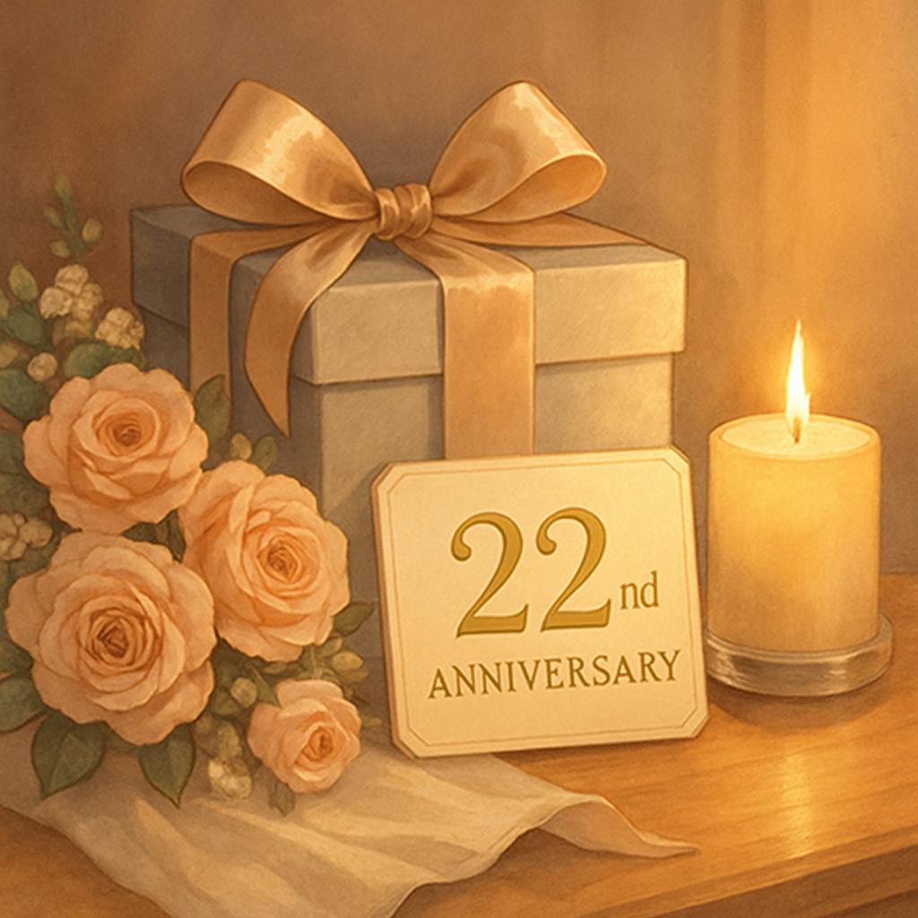 Beautiful illustration for 22nd anniversary gifts