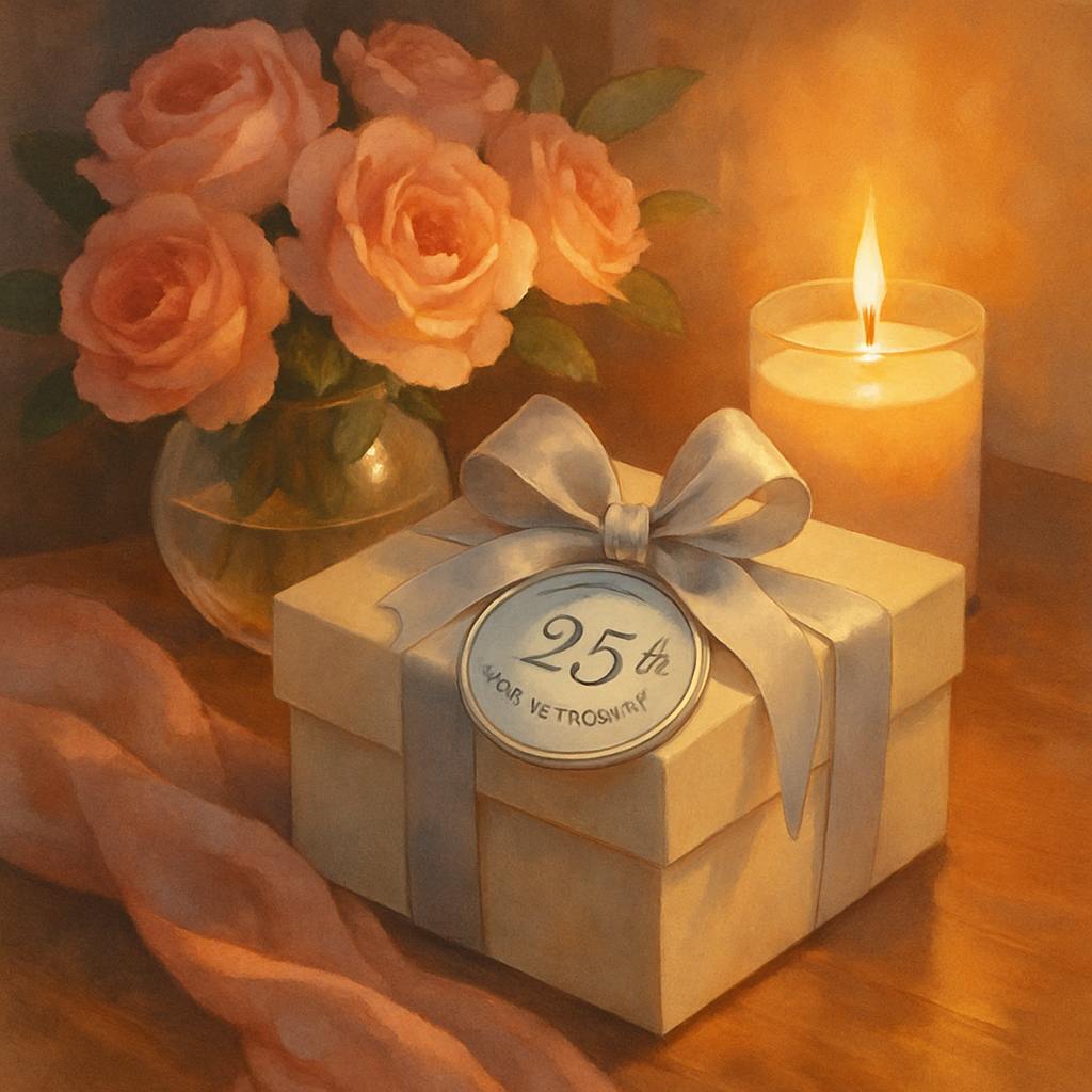 Beautiful illustration for 25th anniversary gifts