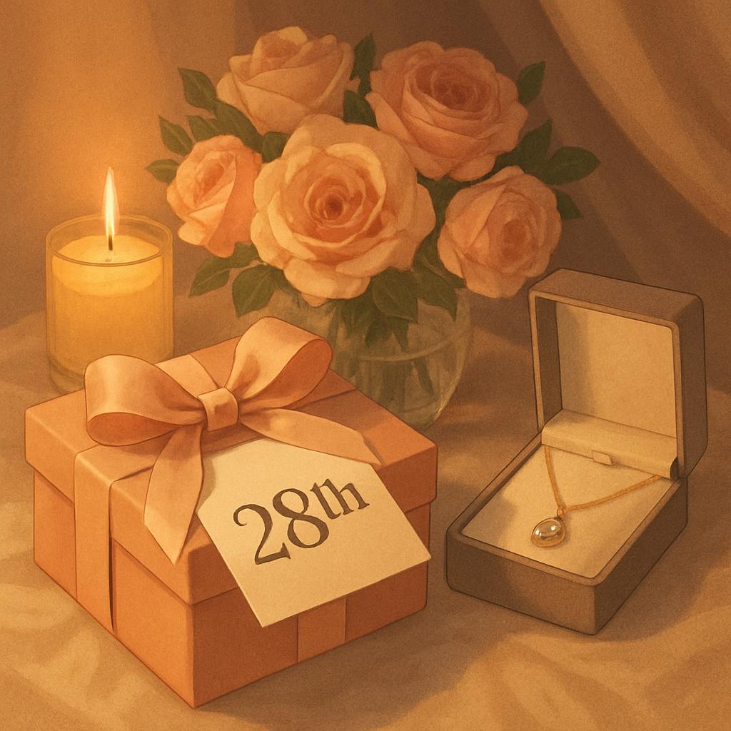 Beautiful illustration for 28th anniversary gifts