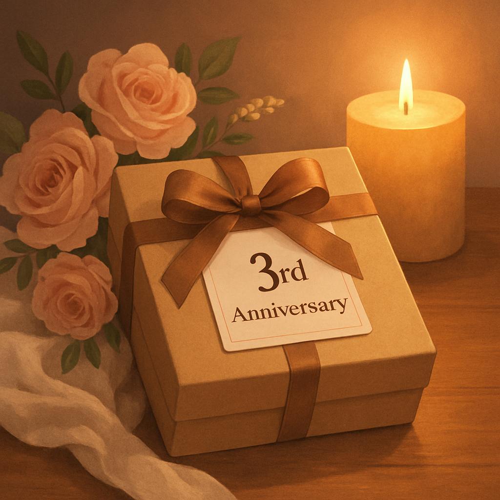 Beautiful illustration for 3rd anniversary gift