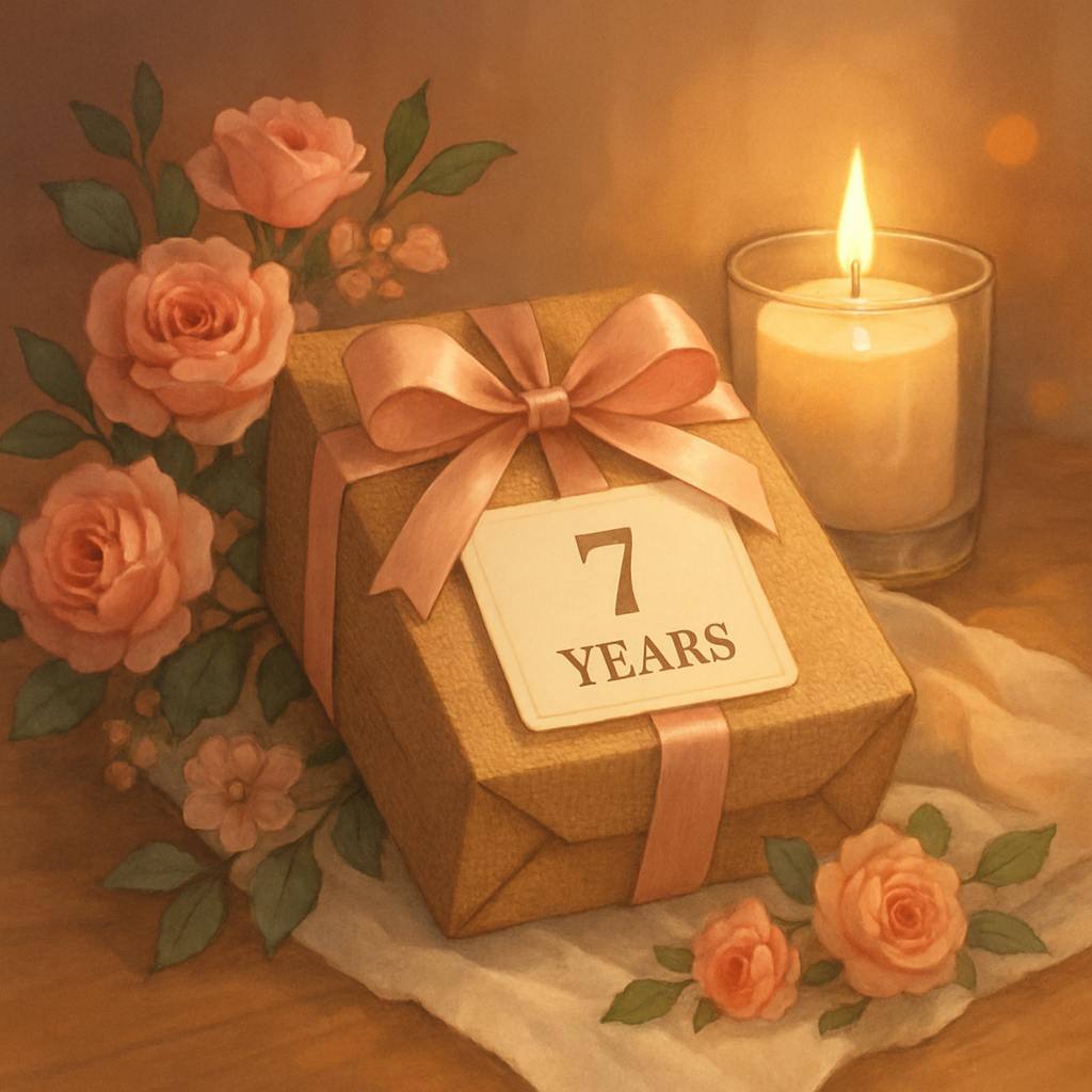 Beautiful illustration for 7 year wedding anniversary gift