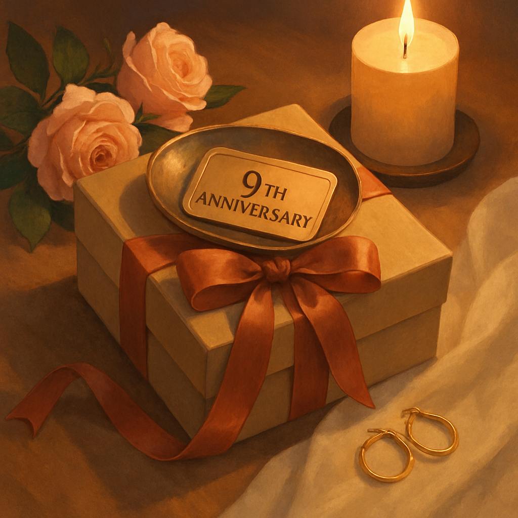 Beautiful illustration for 9th anniversary gifts
