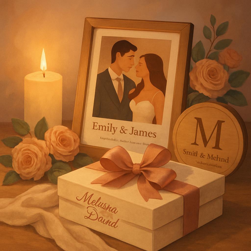 Beautiful illustration for personalized wedding gifts
