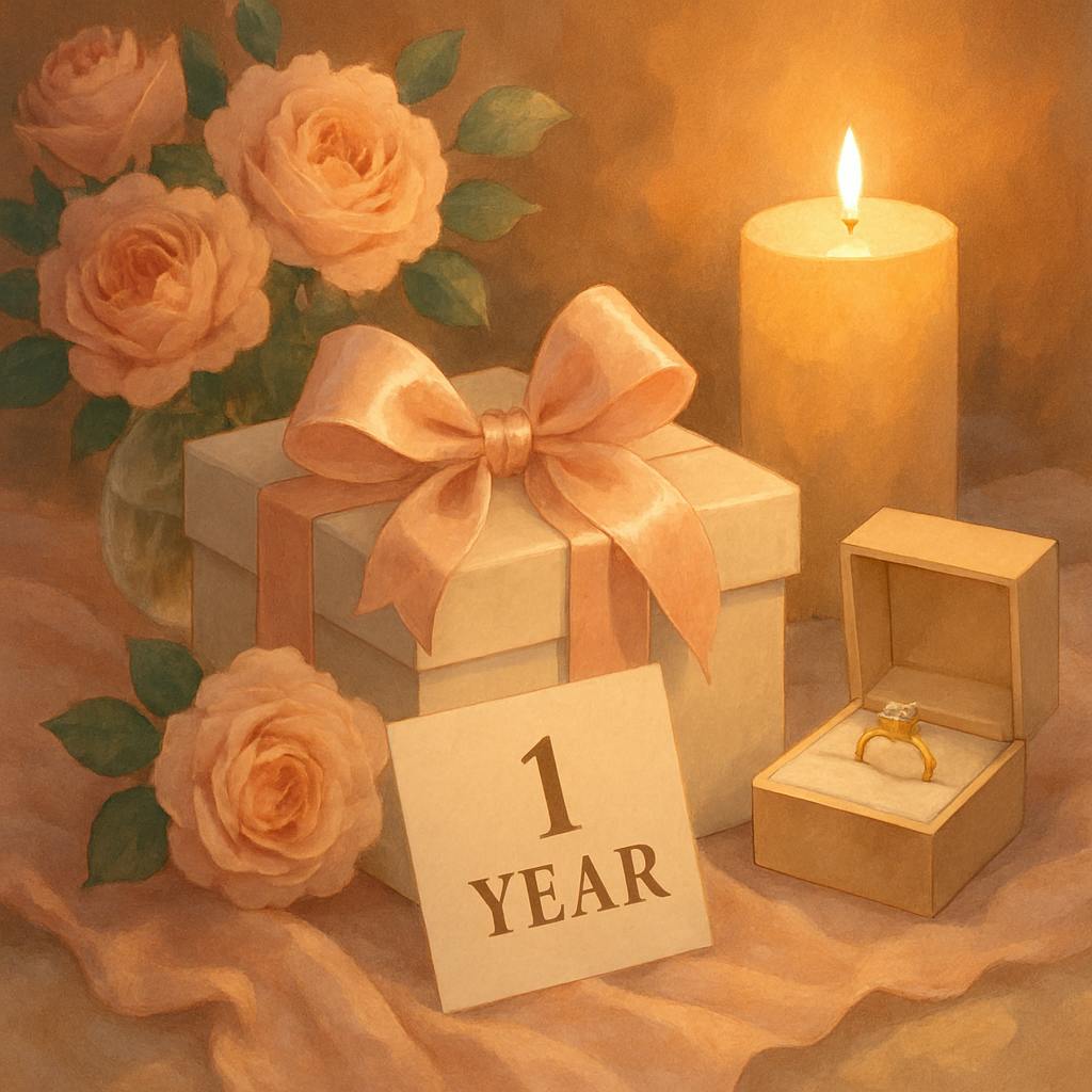 Beautiful illustration for one year anniversary gifts
