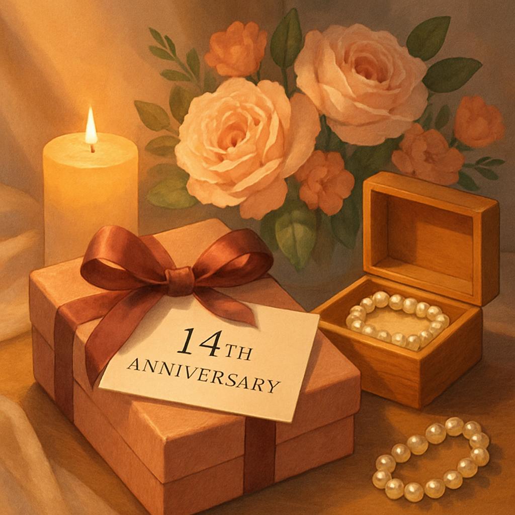 Beautiful illustration for 14th anniversary gifts