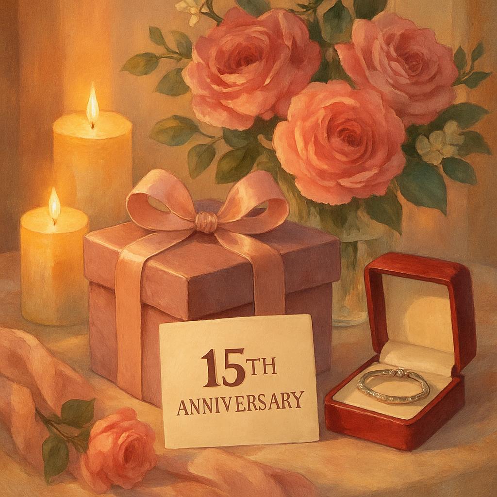 Beautiful illustration for 15th anniversary gifts
