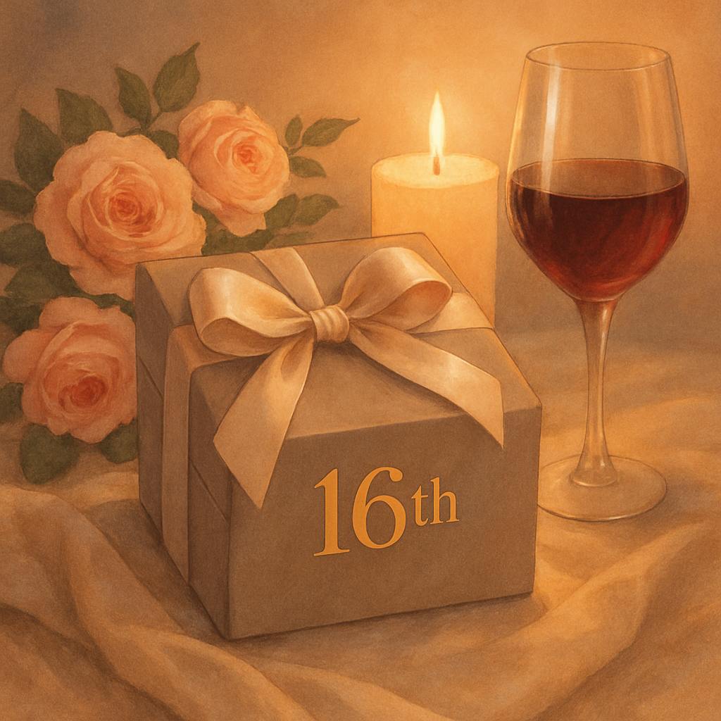 Beautiful illustration for 16th anniversary gifts
