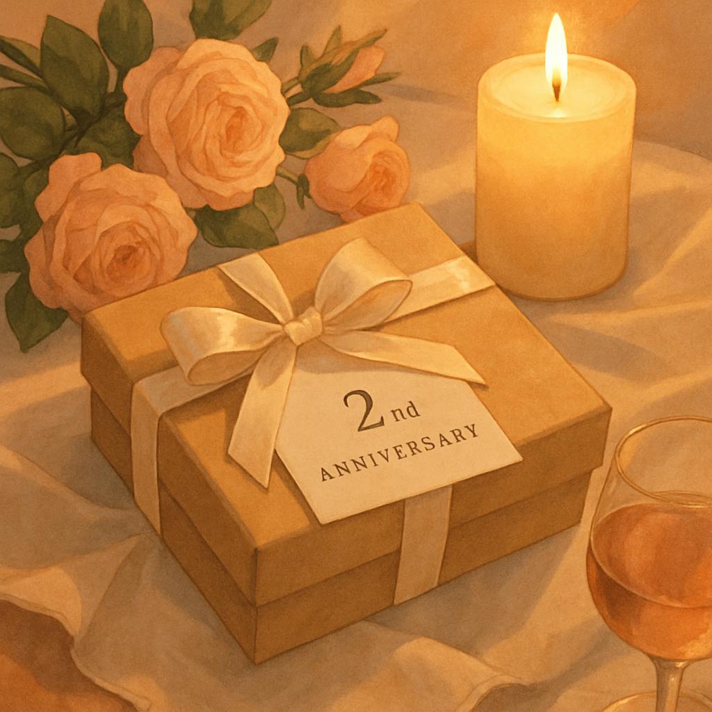 Beautiful illustration for second wedding anniversary gift