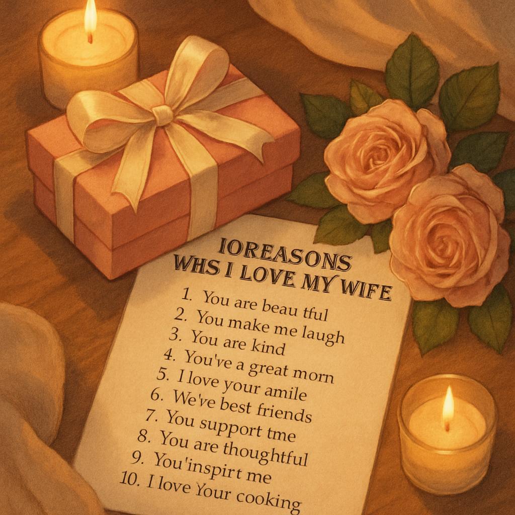 Beautiful illustration for 10 reasons why i love my wife