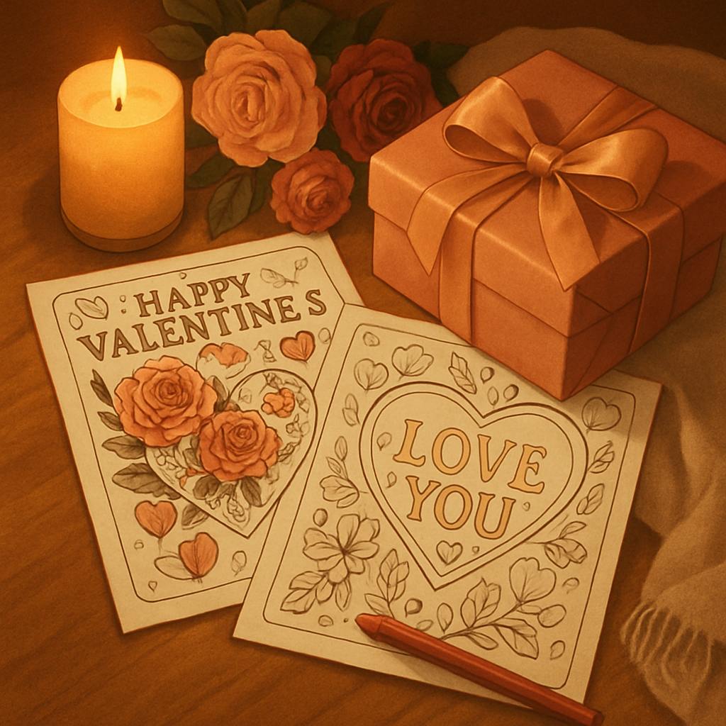 Beautiful illustration for coloring pages for valentine's day