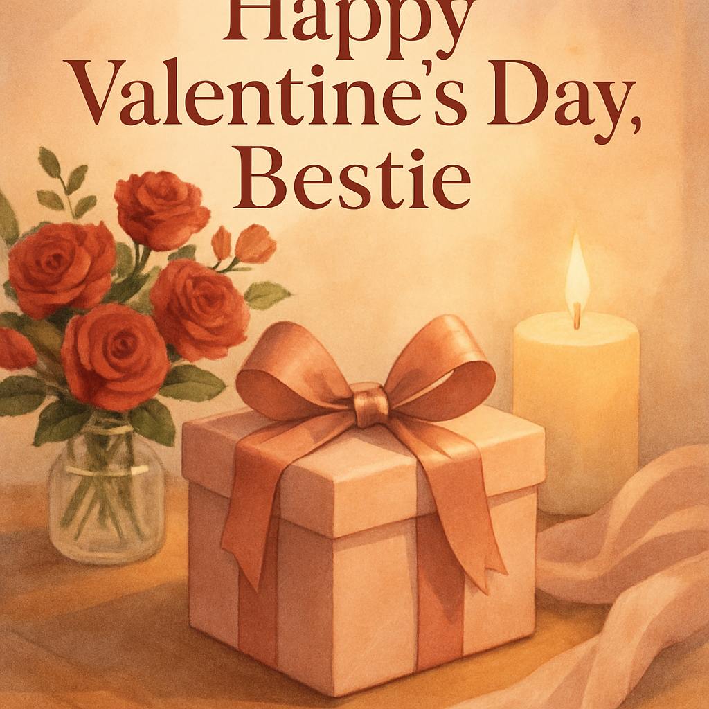 Beautiful illustration for happy valentine's day bestie