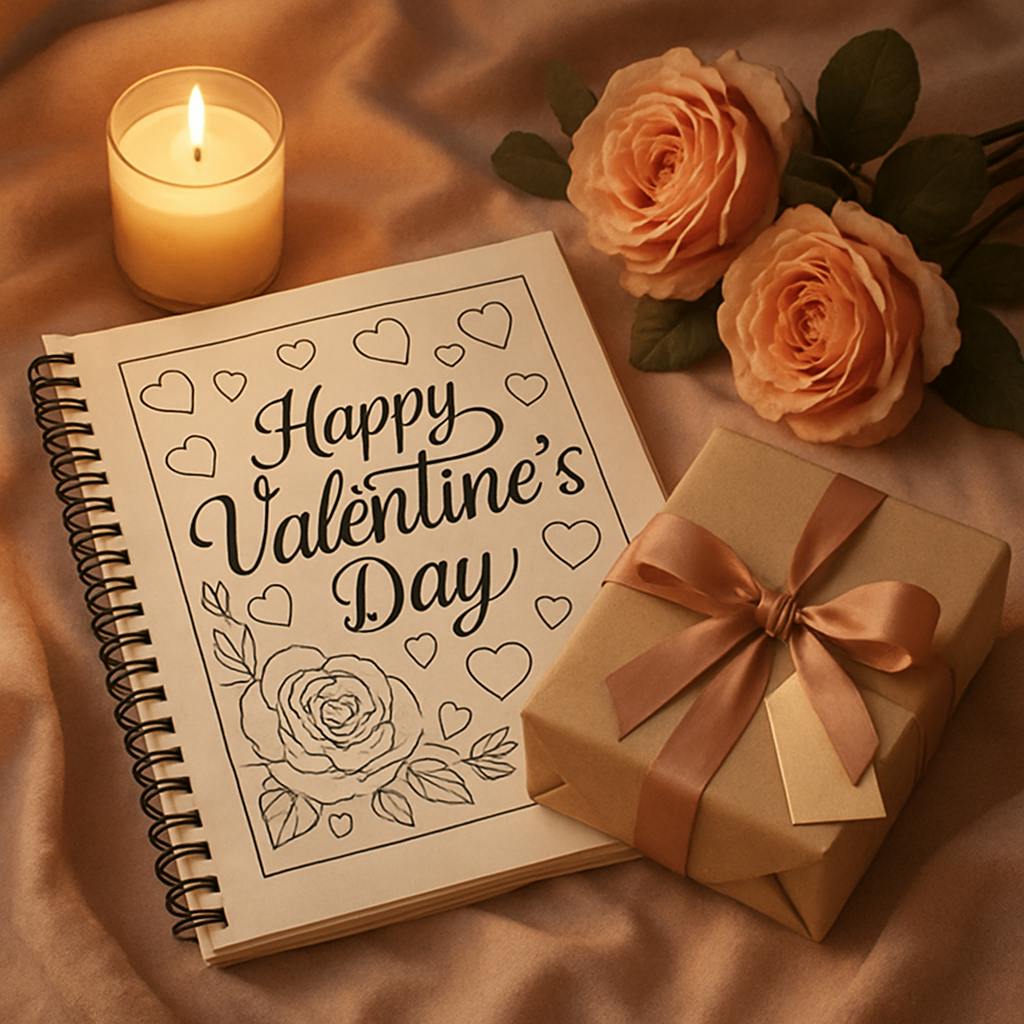 Beautiful illustration for happy valentine's day coloring pages