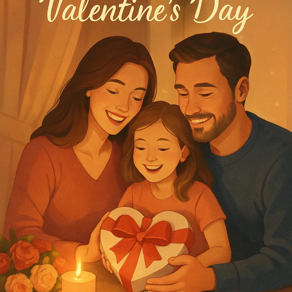 Beautiful illustration for happy valentine's day family
