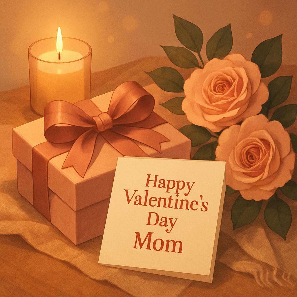 Beautiful illustration for happy valentine's day mom