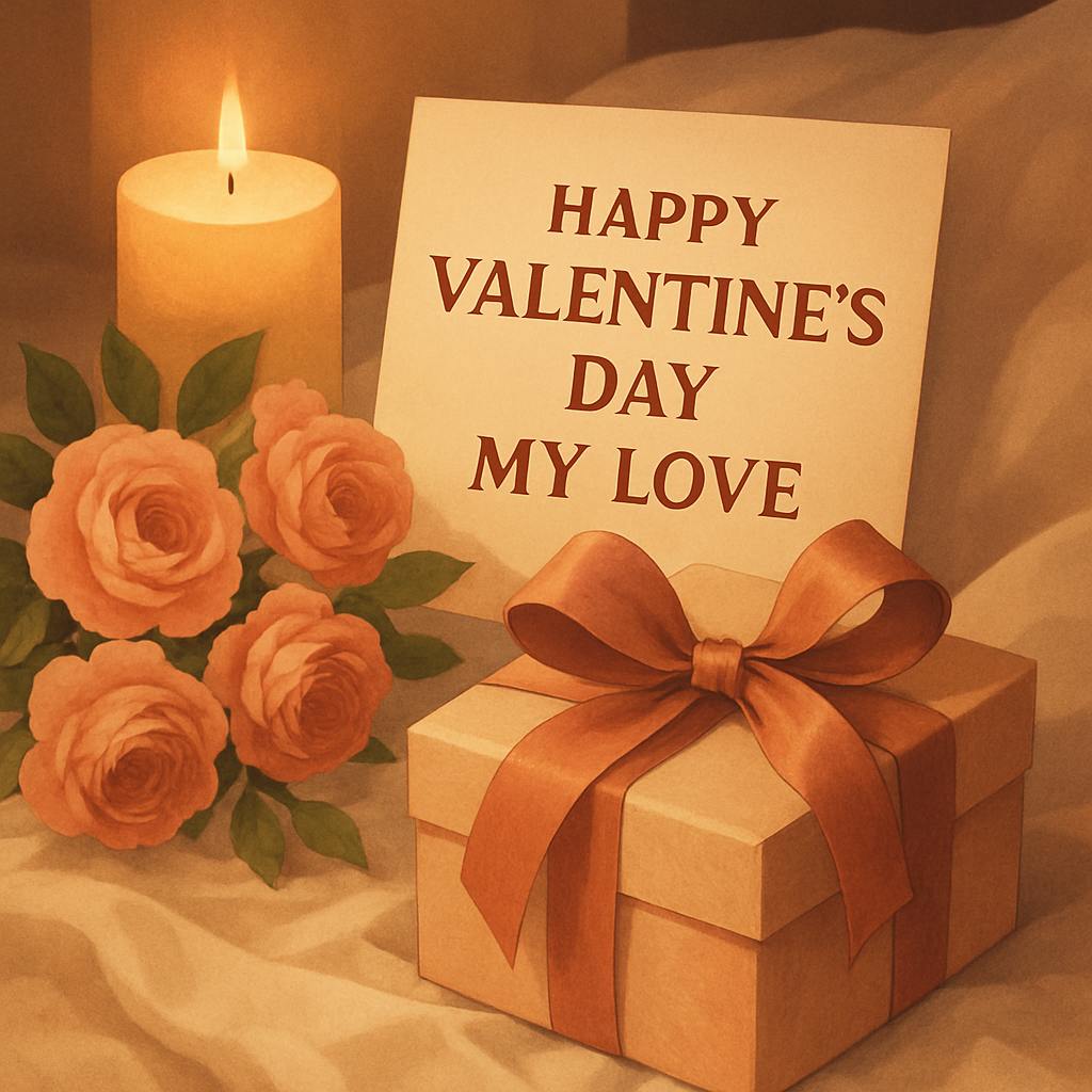 Beautiful illustration for happy valentine's day my love