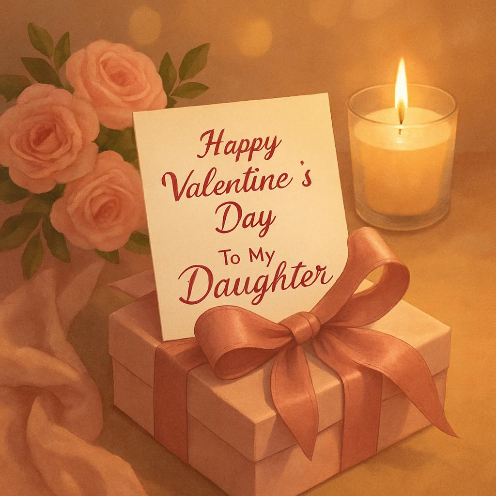 Beautiful illustration for happy valentine's day to my daughter