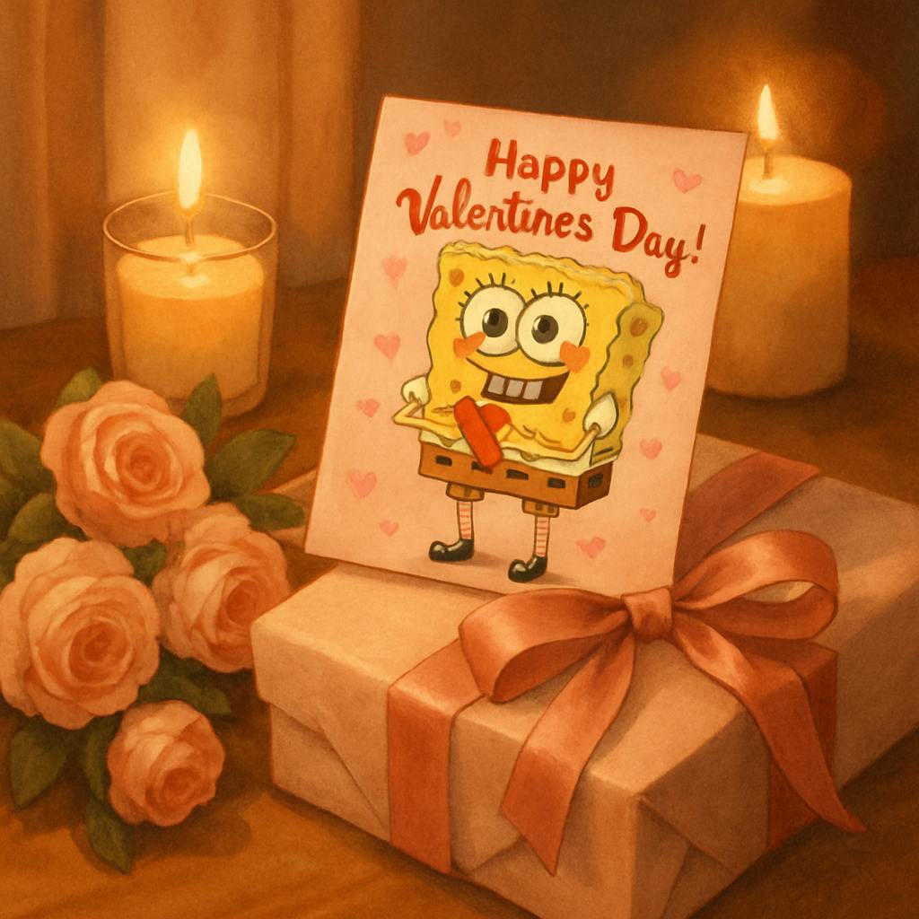 Beautiful illustration for spongebob valentine's day